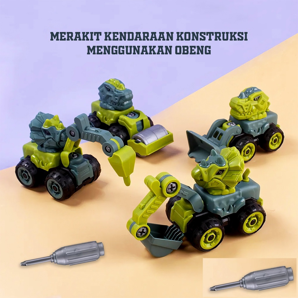 Mainan Edukasi Anak Truck Diy Dinosaurus Truk Dino Set Dinosaurus Truck Biongkar Pasang Toys Dino