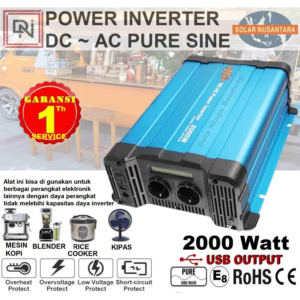 Inverter Pure Sine Wave 2000 watt 12Vdc Power Inverter pure sine