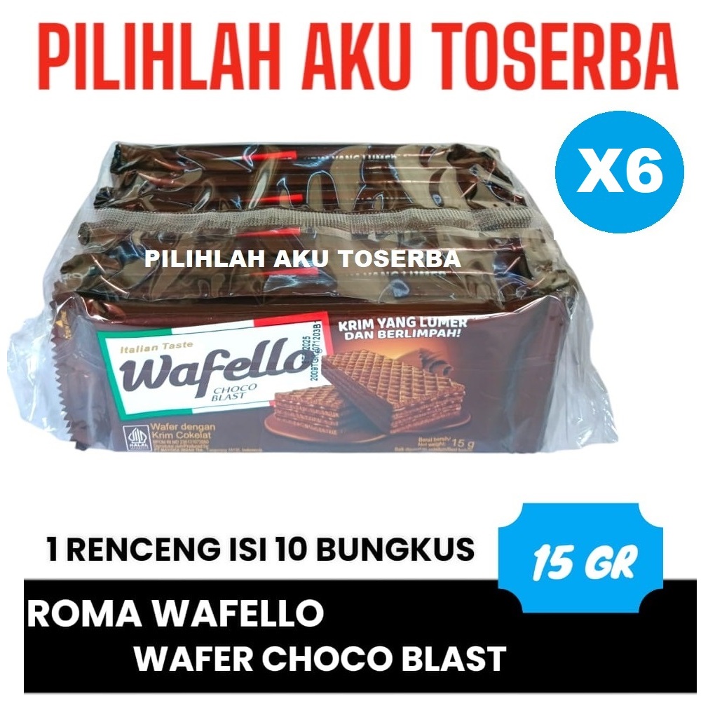 

Roma Wafello Choco Bst 15 gr - ( HARGA 6 RENCENG )