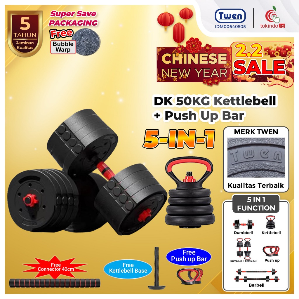 Twen Dumbbell Set 50kg DS50 DK50kg Peralatan Fitness