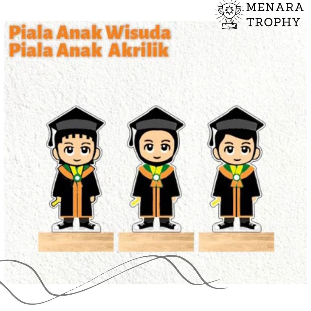 Piala Wisuda Akrilik Tatakan Kayu Custom Warna Plakat Wisuda Tatakan kayu