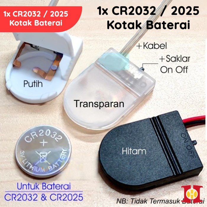 CR2032 CR2025 Battery Holder Case Kotak Tempat Baterai Batre Kancing Coin Koin 1x 2x 1 2 Slot 3V 6V 
