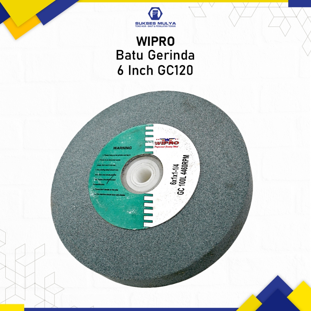 Wipro Batu Gerinda Hijau 6 inch GC120L/ Batu Asah Duduk 6 Inch #120 Grade 120