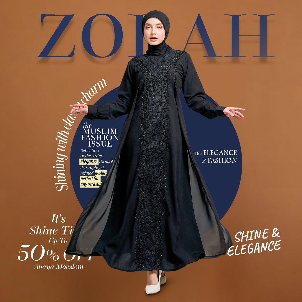 ZORAH • Baju Gamis Hitam Motif Simple Zrh-065 | Dress Brokat Hitam Premium Mewah Terbaru Untuk Hari 