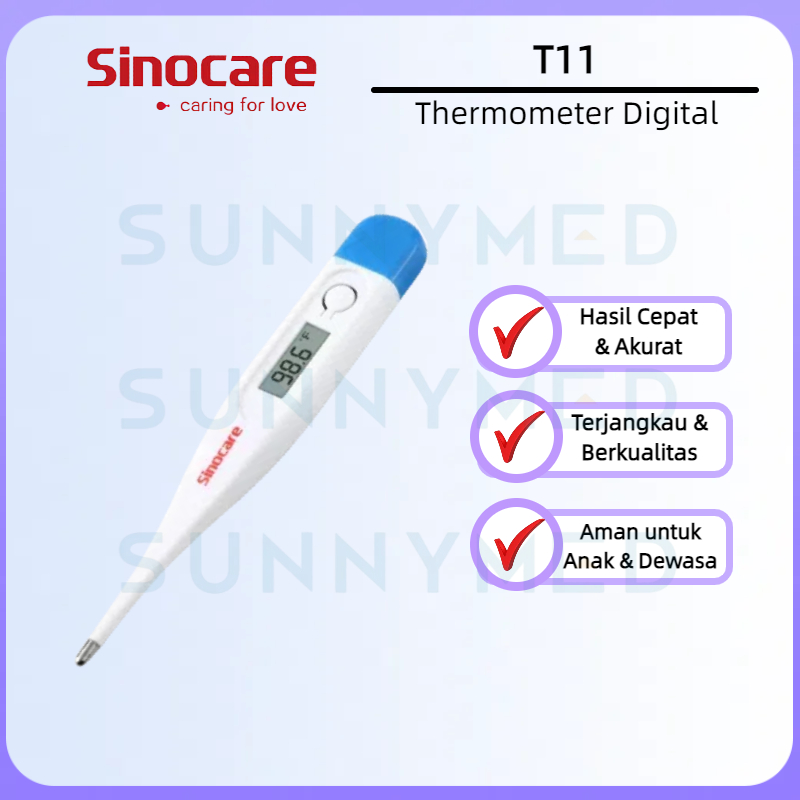 Thermometer Digital Sinocare T11 - Alat Pengukur Suhu untuk Bayi dan Dewasa, Praktis dan Akurat - Th