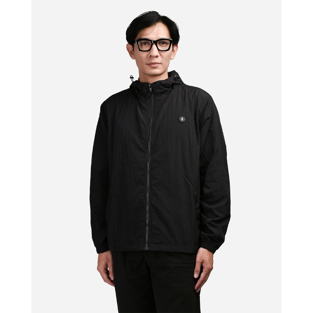 Warning Clothing - Liavin Jaket Hoodie Zipper Crinkle Polos Hitam dan Beige