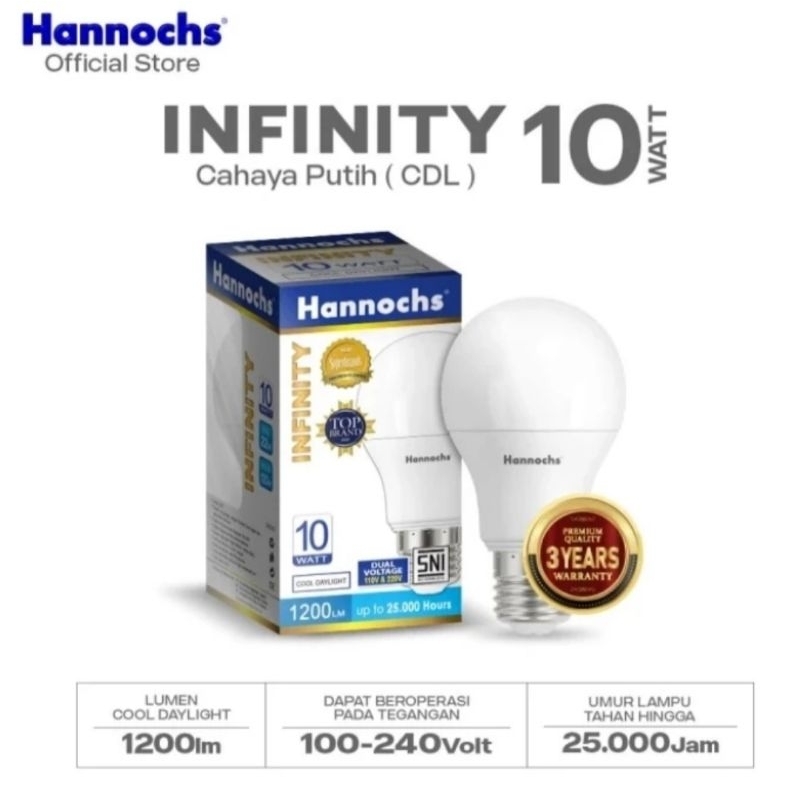 HANNOCHS Lampu Bohlam LED 10 Watt INFINITY (Garansi 2 Tahun)