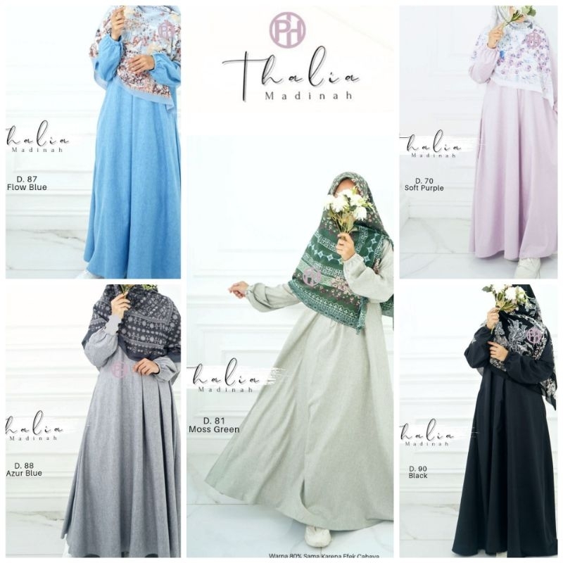 Gamis Thalia Madinah bahan Katun Madinah by Pelangi Hijab