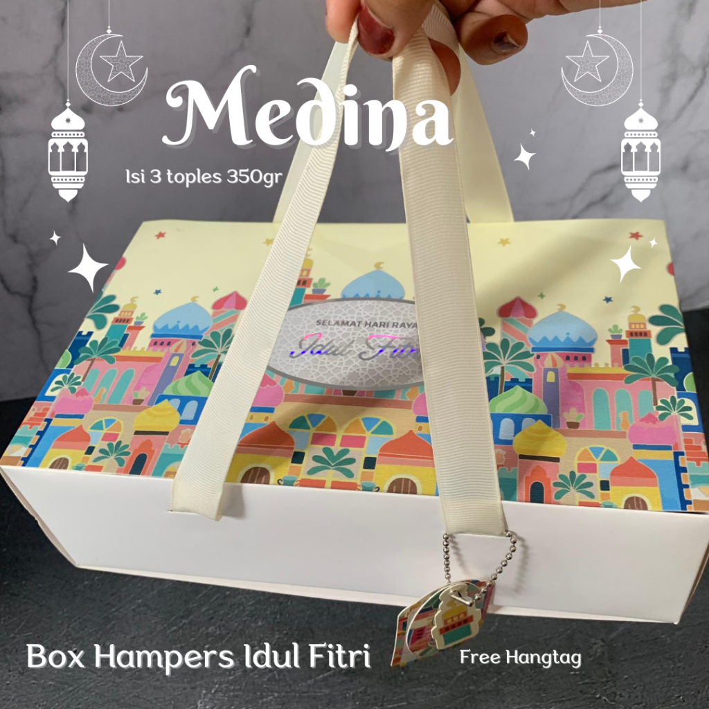 

[READY STOCK] Medina Box Persegi Hampers Idul Fitri Tali Jinjing Box Hampers Kue Kering Lebaran Toples Type 901
