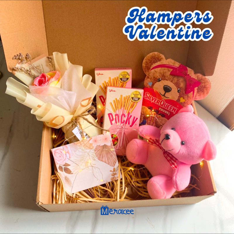 (READY INSTANT) HAMPERS GIFTBOX VALENTINE | Hampers Kado Pacar Ulang Tahun Valentine Anniv by Merake