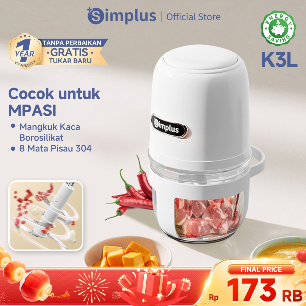 Simplus Chopper Blender Mini Penggiling Daging Listrik Kecil Multifungsi Menggiling Makanan Bayi Rum