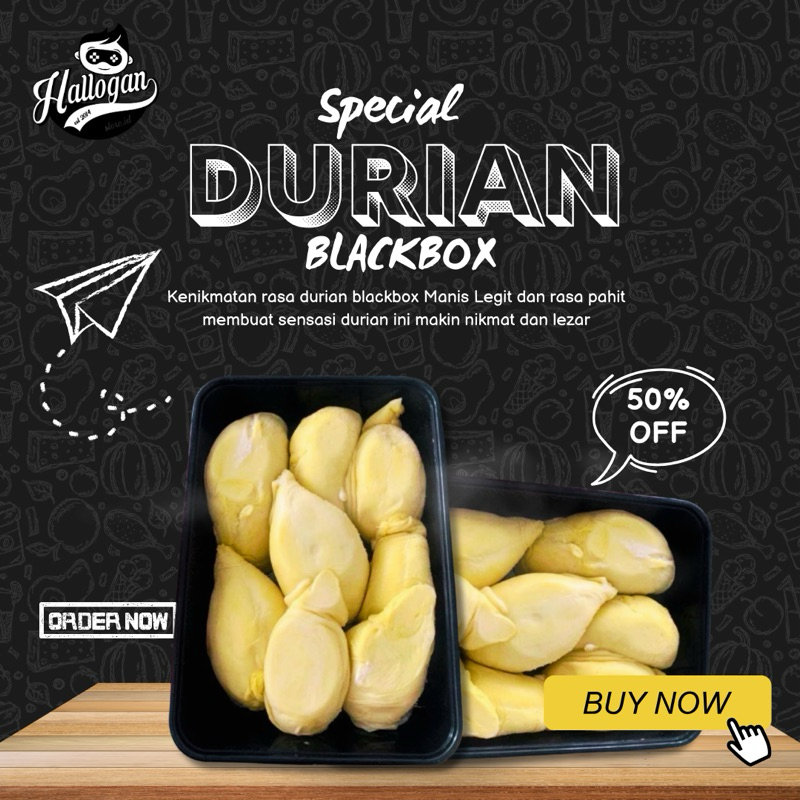 

DURPAS MENTEGA KEMASAN BLACK BOX 500GRAM / DURIAN KUPAS BLACK BOX PREMIUM