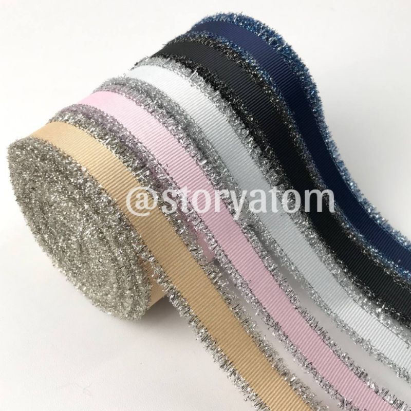 

1 YARD | 1.6 CM | PITA SUWIR GLITER SILVER / PITA GLITER / PITA GROSGRAIN SUWIR GLITER SILVER