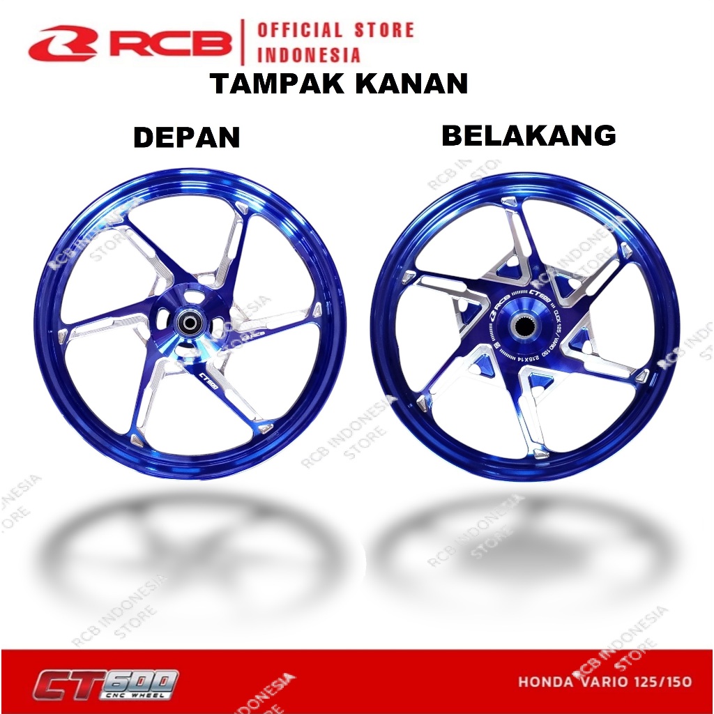 RCB Velg Racing Casting CNC CT600 CT 600 Ring 14  BeAT Karbu Fi Scoopy Spacy Vario 110 125 150 Biru 