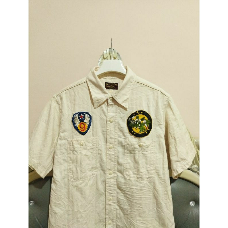 kemeja work shirt Buzz rickson lengan pendek pria