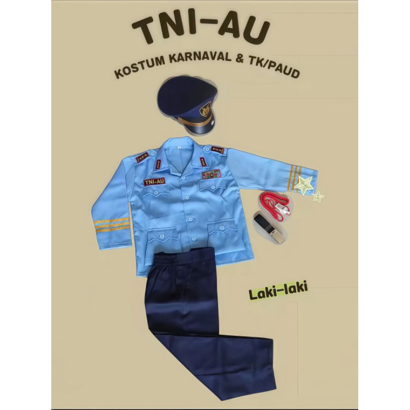 BAJU SERAGAM TNI-AU KOSTUM KARNAVAL/TK/PAUD PREMIUM|seragam TNI-AU lengkap