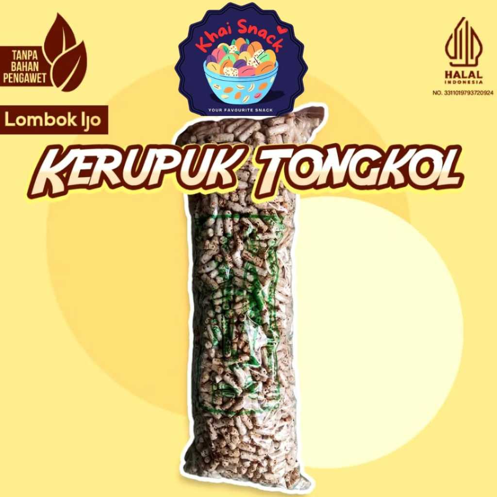 

KERUPUK TONGKOL 1KG (1 BALL) , STIK IKAN TONGKOL food cemilan chips snack KHAI SNACK - RASA LOMBOK IJO