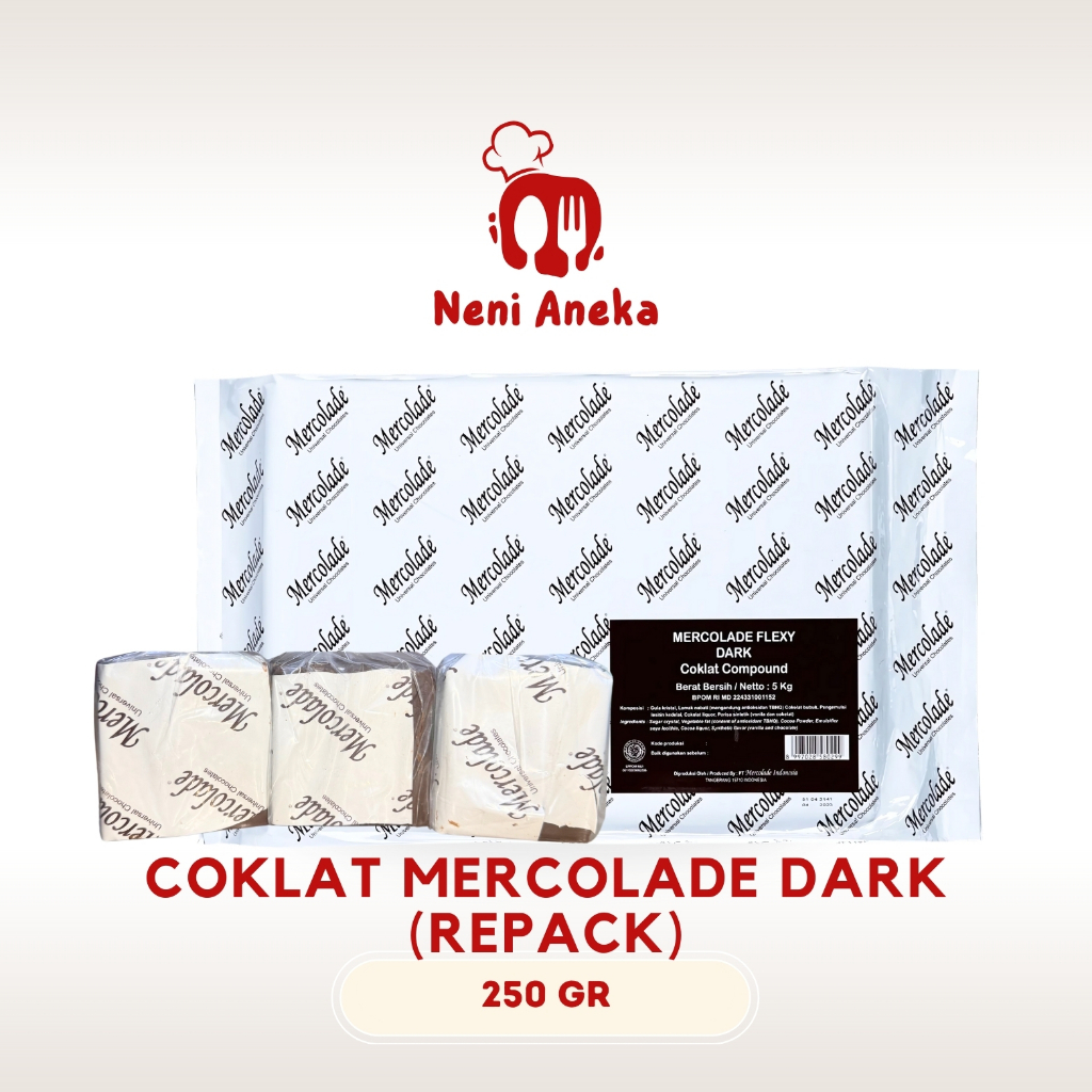 

Mercolade Flexy Dark Cokelat Compound Repack - 250gr / Cokelat Batang (Repack)