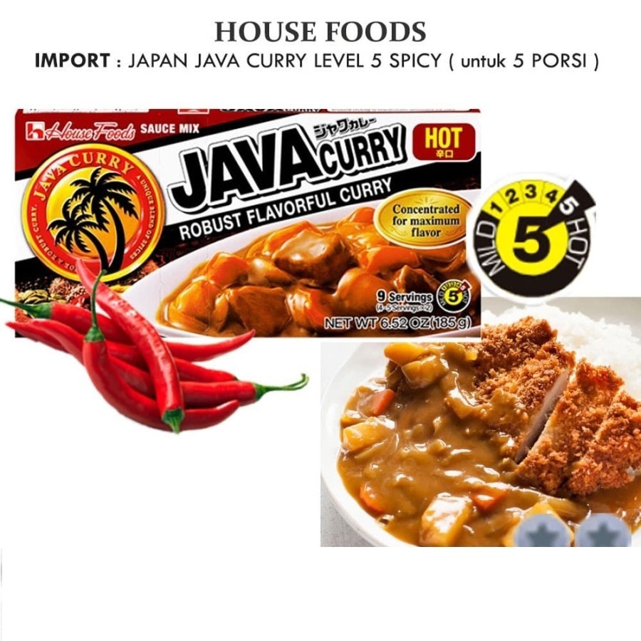 

HOUSE FOODS Java Curry Hot 185gr/Bumbu Kari Rasa Pedas Produk Japan