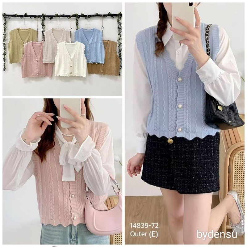 OUTER KOREAN STYLE || VEST WANITA OUTER RAJUT || ROMPI RAJUT PREMIUM IMPORT KOREAN STYLE