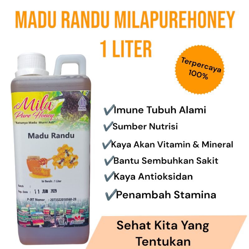 

Madu Asli Milapurehoney Nektar Randu Uk 1liter Kualitas Super Ori