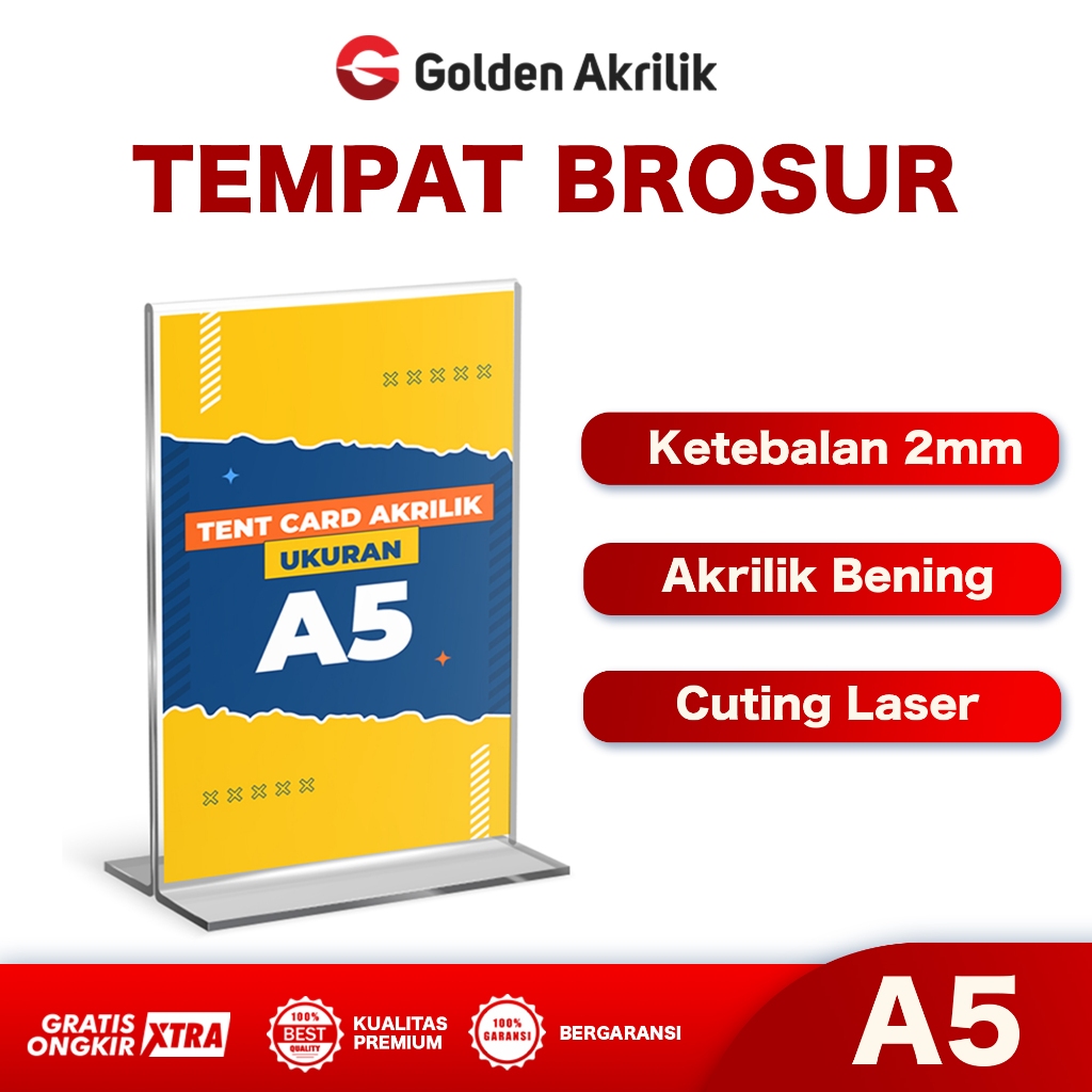 

TEMPAT BROSUR A5 KETEBALAN 2MM | TENT CARD AKRILIK | TENT HOLDER