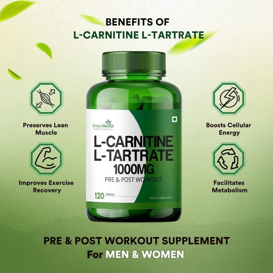 L-carnitine, L-tartrate 1000mg, 120 cap, Suplemen Energi dan Otot - L-CARNITINE