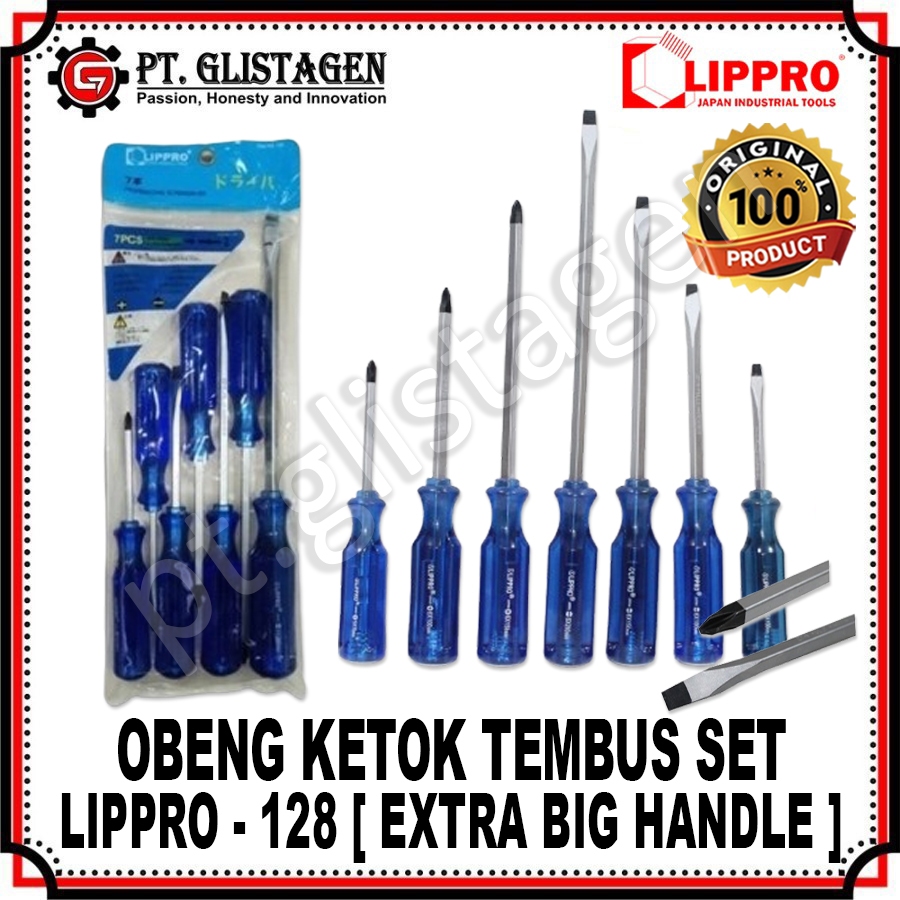 LIPPRO 128 Obeng Set Obeng Tembus Obeng Ketok SET 7 PCS ORIGINAL LIPPRO