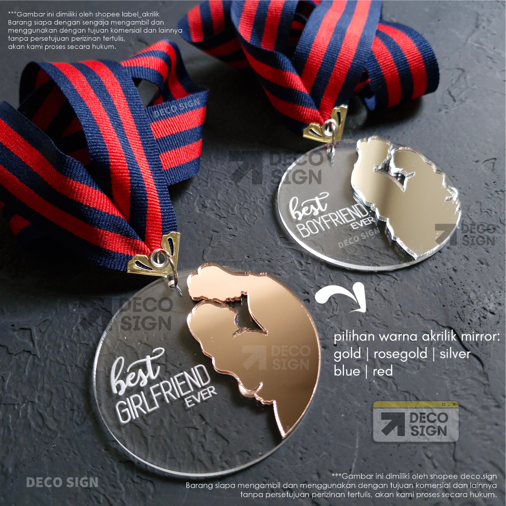 Medali Akrilik Wisuda Hadiah Ulang Tahun Kado Congratulation Custom Best Boyfriend Award Mendali Akr