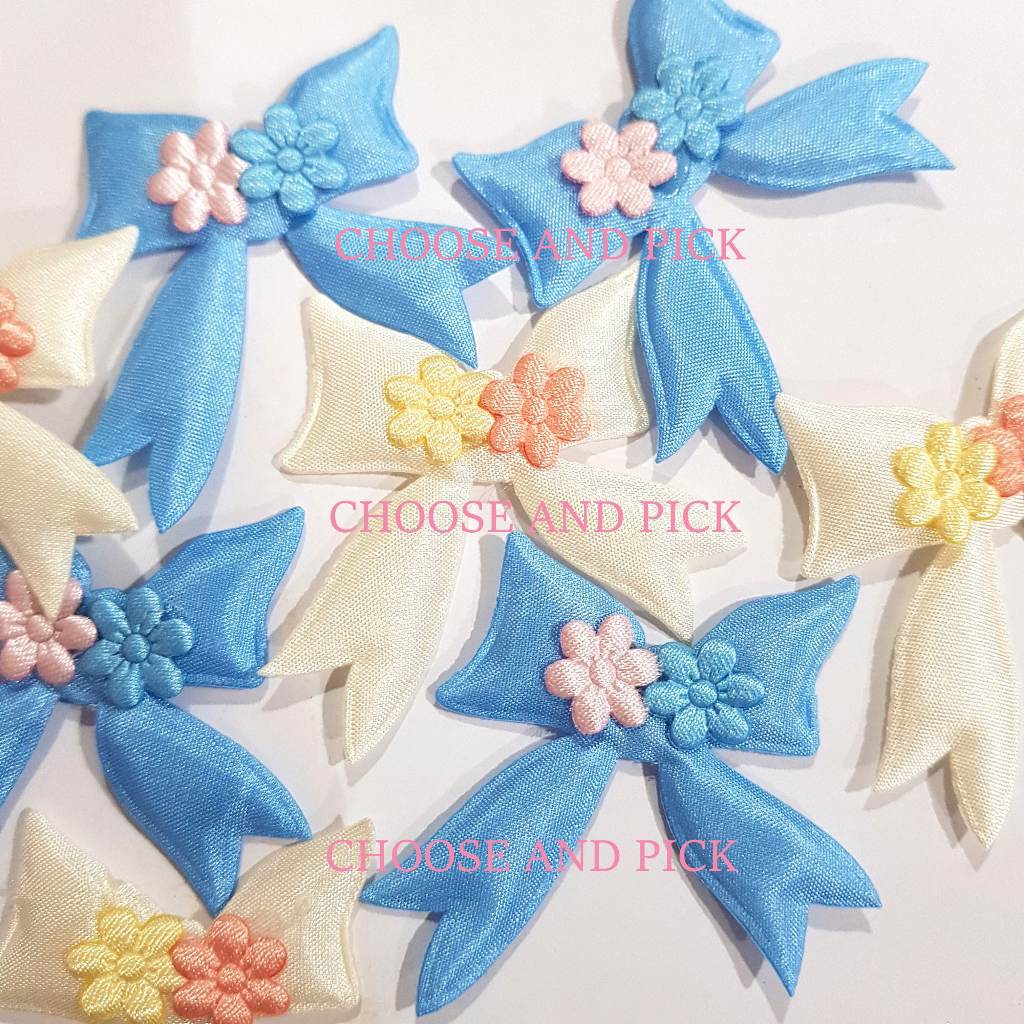 Aksesoris Pita Baju isi 12pcs / Hiasan Pita Baju / Aplikasi Pita Pakaian / Aplikasi Pita Kupu Kecil