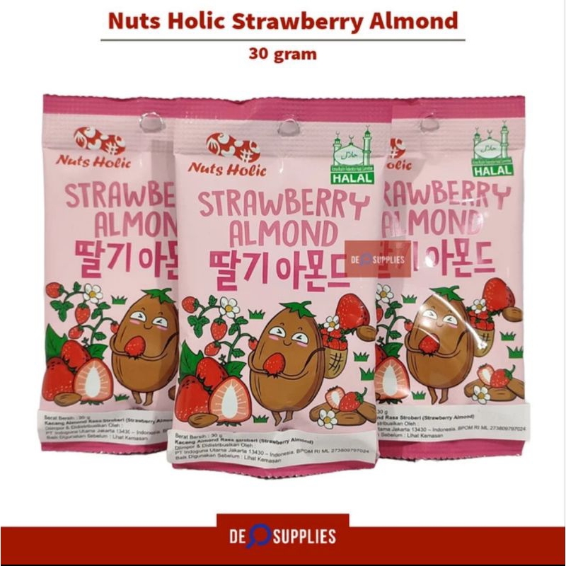 

Nuts Holic Strawberry Almond 30gr - Kacang Almond Stroberi Snack Korea Nutsholic Halal