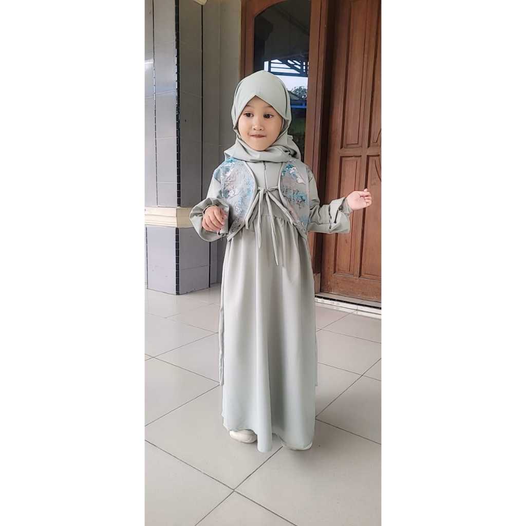 GAMIS ANAK JASMINE ROMPI//GAMIS ANAK 1 SET + KERUDUNG//GAMIS LEBARAN ANAK