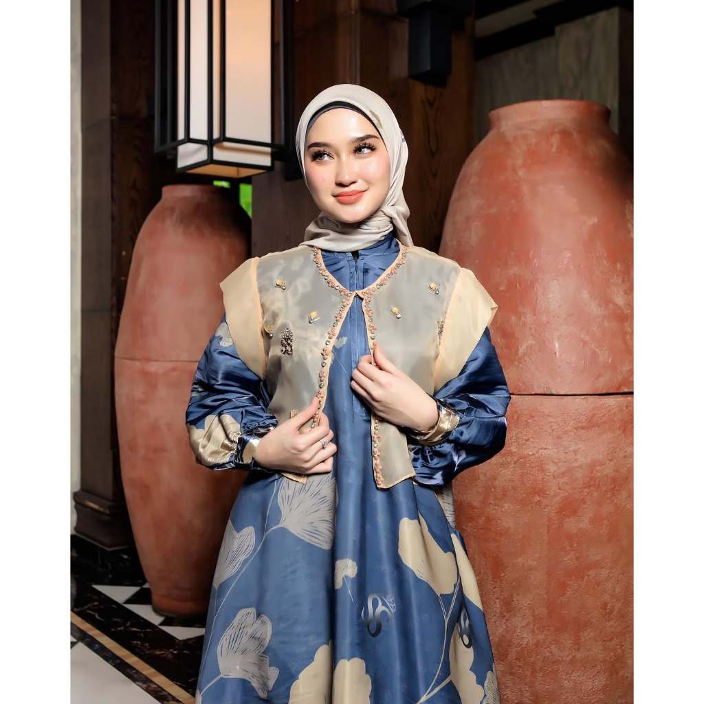 Dress Rompi mute Gamis Muslim Organza Wanita