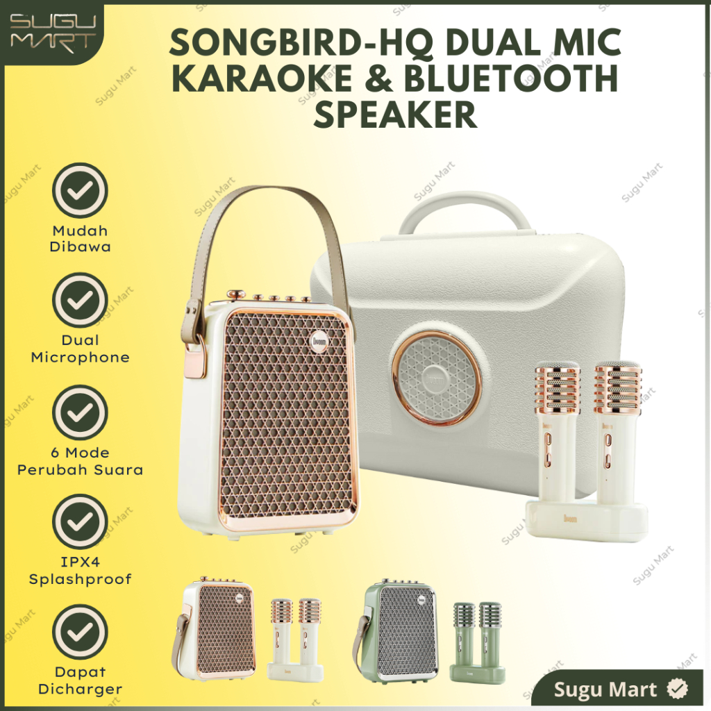 Speaker Songbird With Dual Mic Karaoke Bluetooth Portable - Speaker Karaoke Portable Bluetooth Dual 