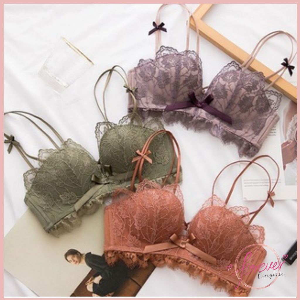 Forever_Bra Push Up Wanita BH Sweety Pakain Dalam Renda Pita Motif Daun 1111