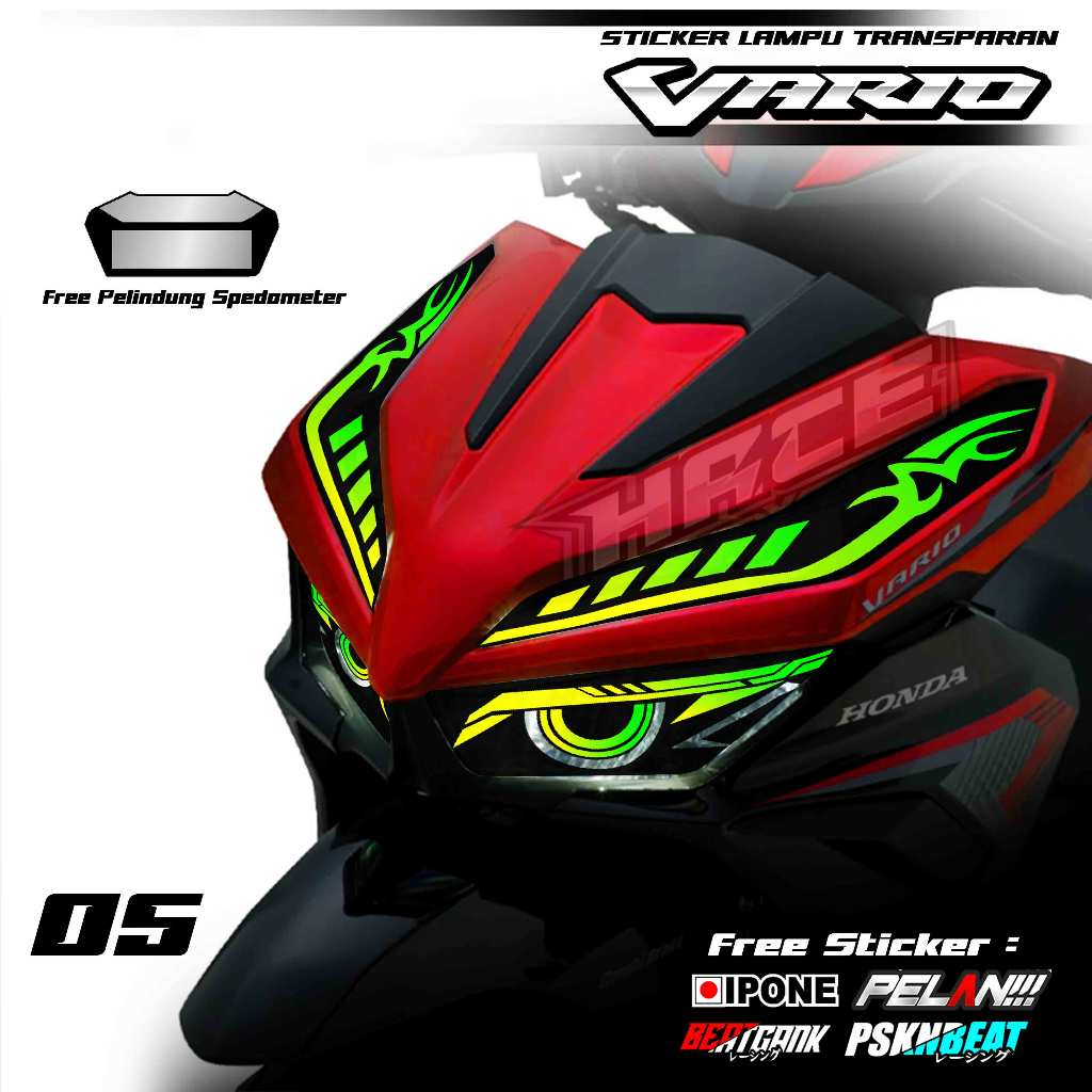 Stiker Lampu Motor Vario 125 New-Sticker Alis Depan Lampu Vario Bonus Anti Gores Speedometer 125  VA