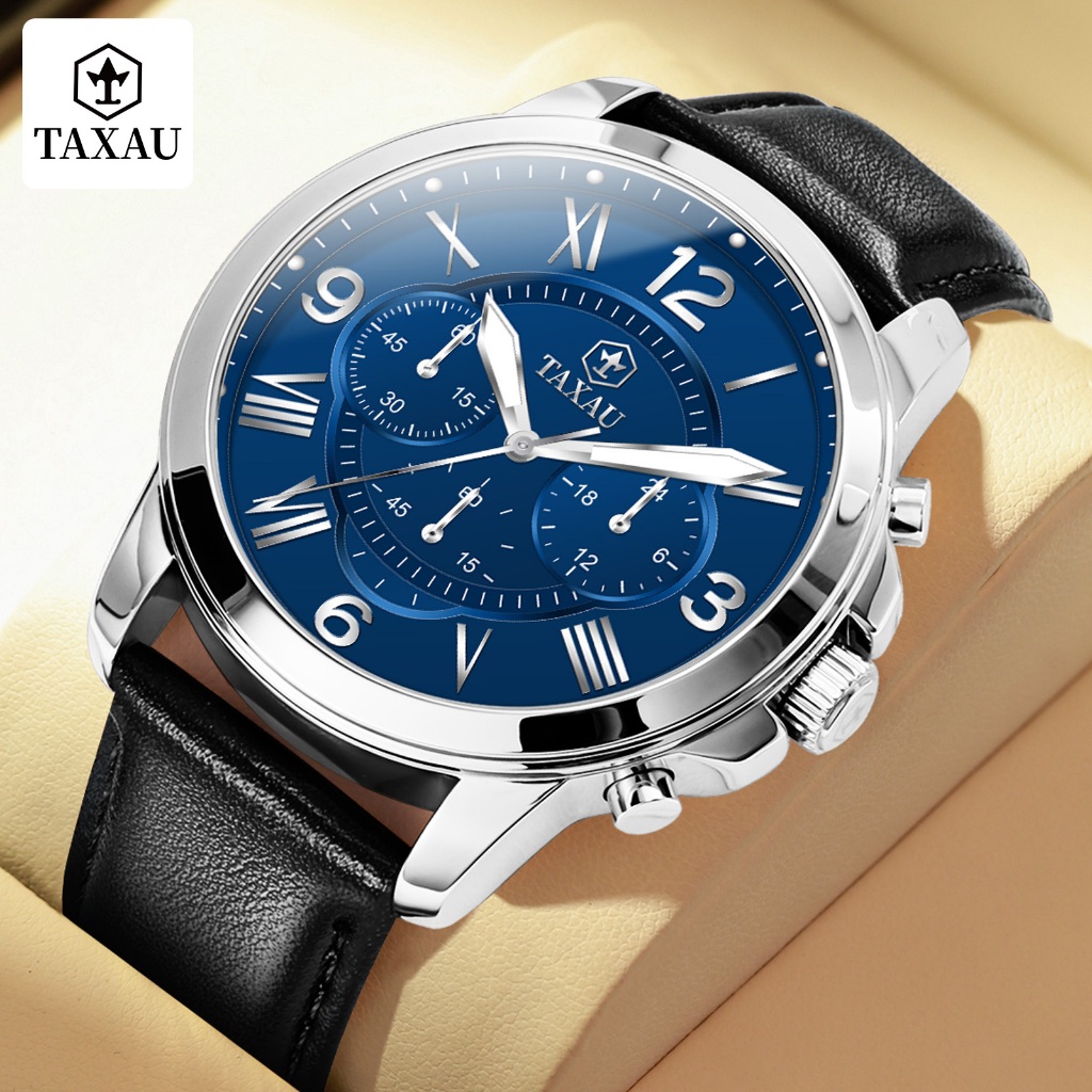 TAXAU Jam Tangan Pria Kulit Keren Leather Luminous Watch Jam Tangan Analog Pria Original Anti Air