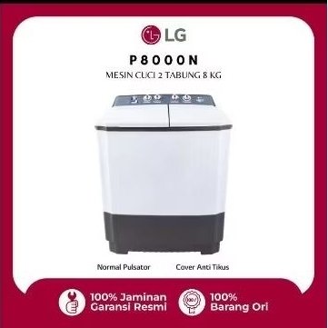 MESIN CUCI LG 2 TABUNG LG P8000N 8 KG