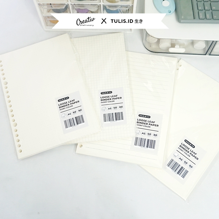 

[TULIS.ID IKI 生き] Loose Leaf Binder Paper Ivory Color A5 B5 60 Sheet Kertas Refill