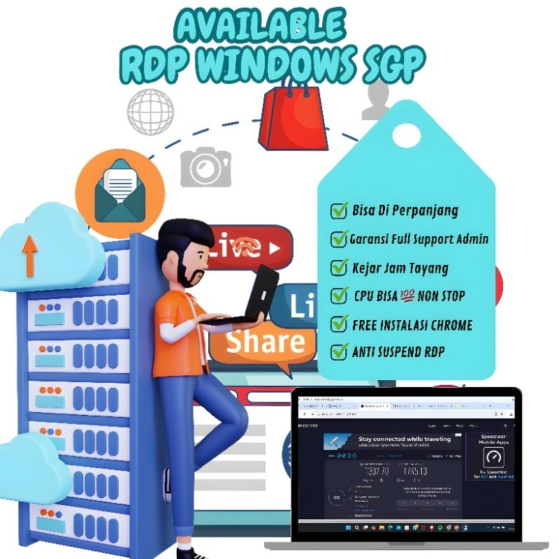 RDP WINDOWS harian full support admin bisa di perpanjang (Emulator)