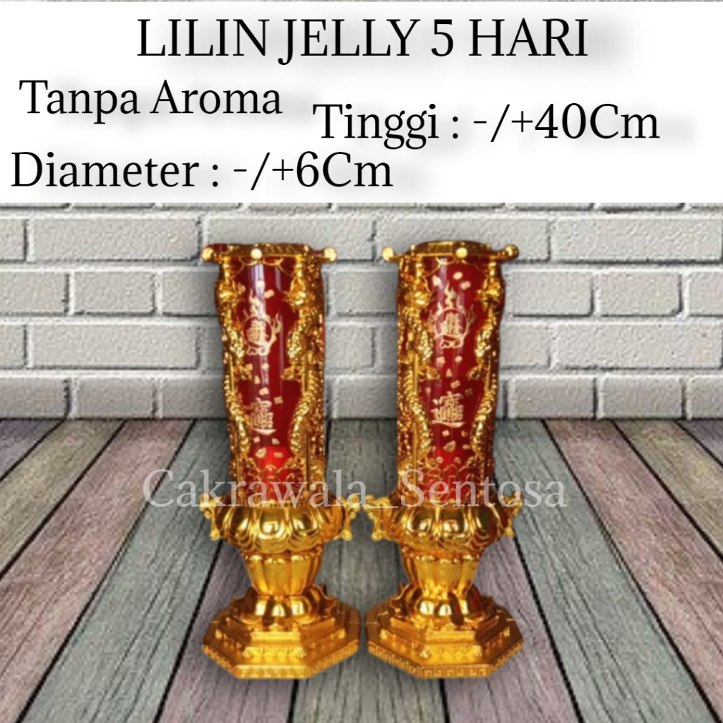 Lilin Jelly 5 Hari Lilin Sembahyang Merah 2 Pcs Lilin Naga