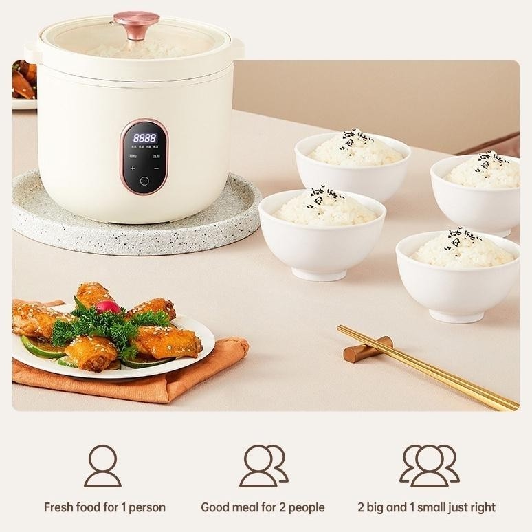 Terbaru 1.6 Liter Anti Lengket Magic Com Mini Keramik Serbaguna Smart Putih Low Watt Kecil Portable 