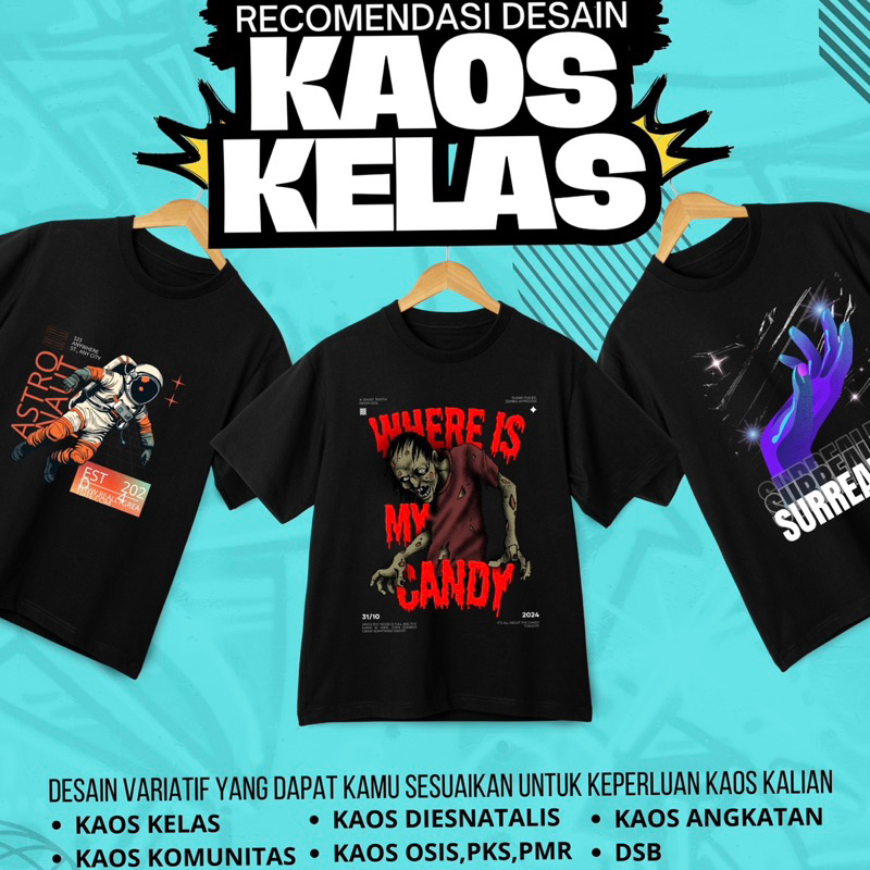 [ FREE DESAIN ] KAOS KELAS Sablon Custom Kastem Satuan Pria Wanita Unisex Dewasa sablon HOLOGRAM