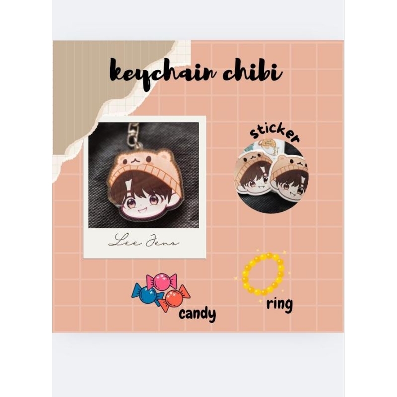 keychain Jeno NCT dream chibi with dog hat