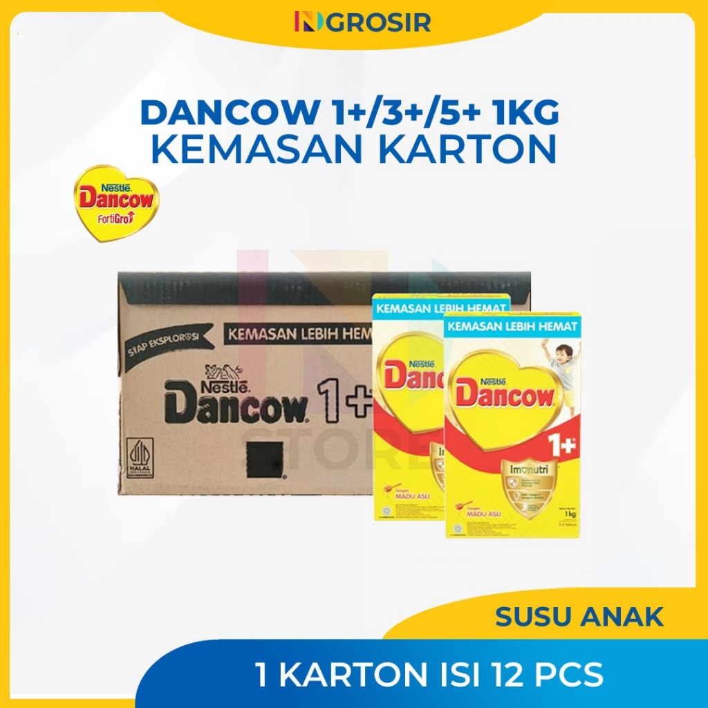 

DANCOW 1+/3+/5+ 1KG 1 KARTON ISI 12 PCS VANILA/MADU