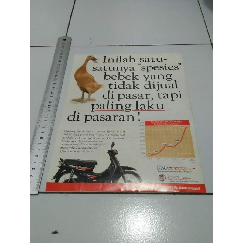 Iklan lawas honda astrea grand tahin 90an original iklan majalah astra honda pajangan klasik antik