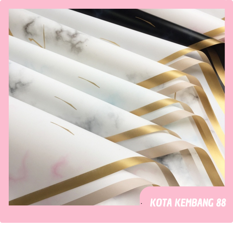 

Kertas Buket Bunga Gold Line Marble Flower Wrapping Cellophane Waterproof KB014