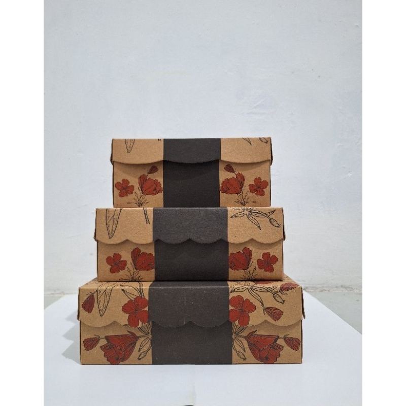 Dus Kotak Nasi MOTIF BUNGA  Non Laminasi / Dus Catering / Box Catering / Dus Nasi