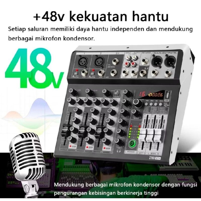 Kp4 Audio Mixer 4 Channel Support Bluetooth Bluetooth Usb