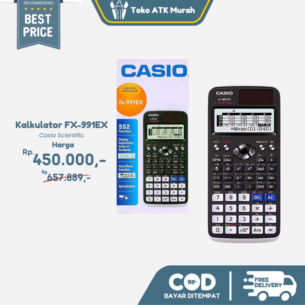

Calculator Scientific Casio FX-991 EX - Kalkulator Ilmiah untuk Sekolah & Kuliah JunDW